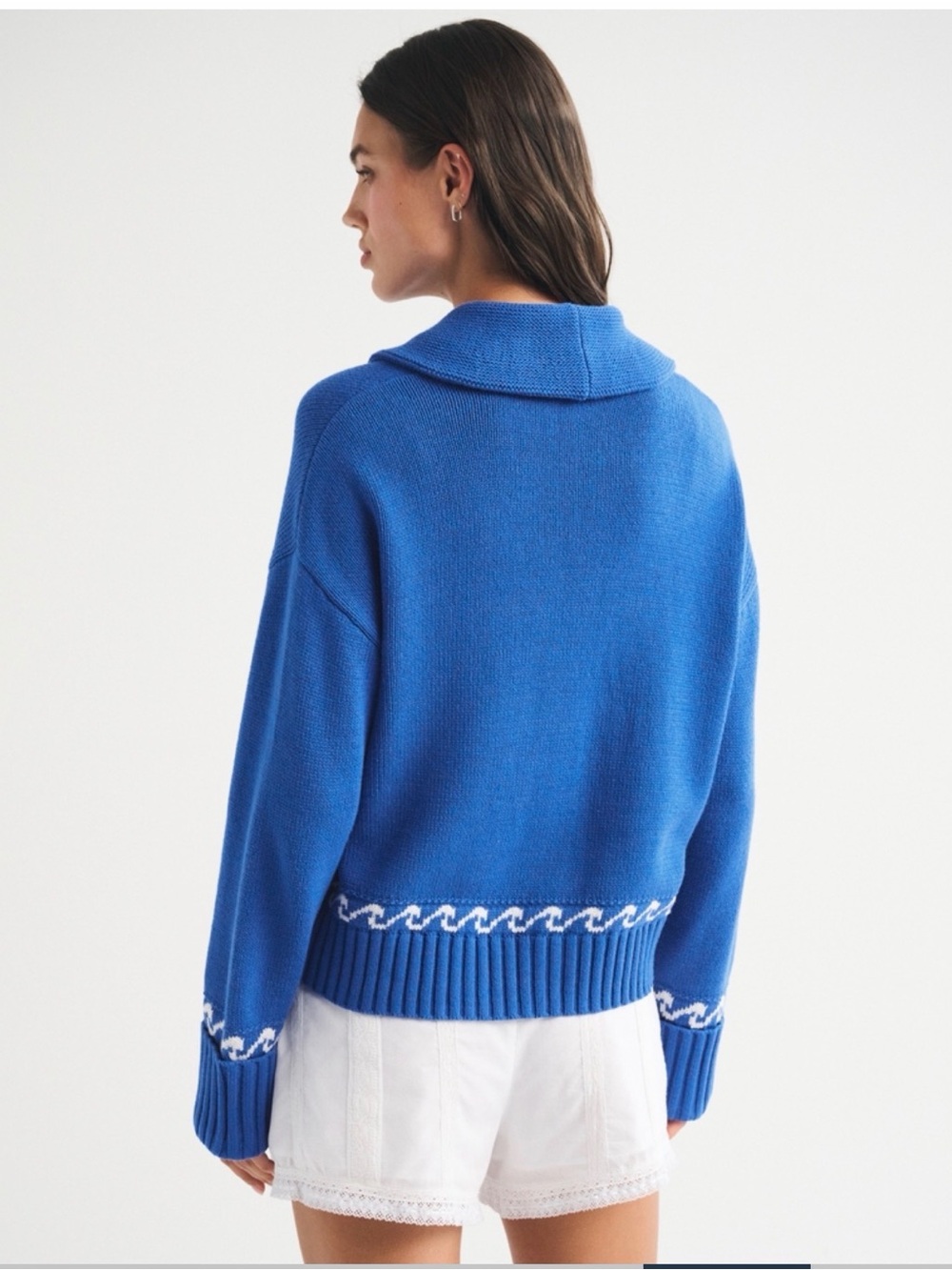Abercrombie Nautical Collared Cardigan Sweater - Blue - Picture 4 of 9